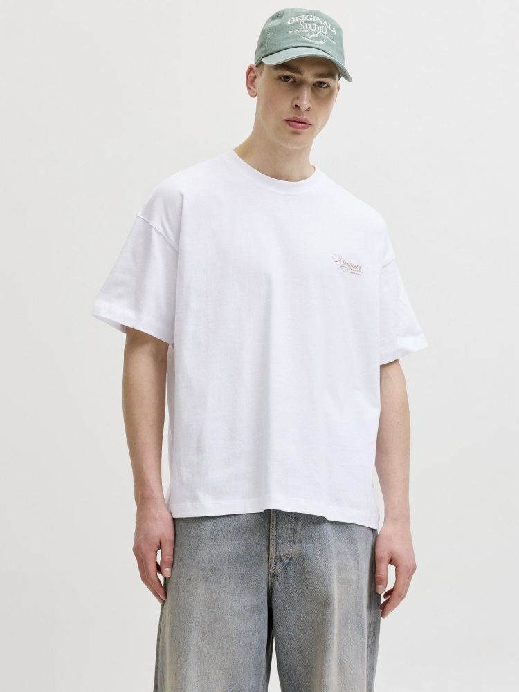 Jack & Jones T-shirt Wit heren (SANREMO BACK TEE SS CREW NECK - 12296724.BWHITE) - GL Sport (Sluis)