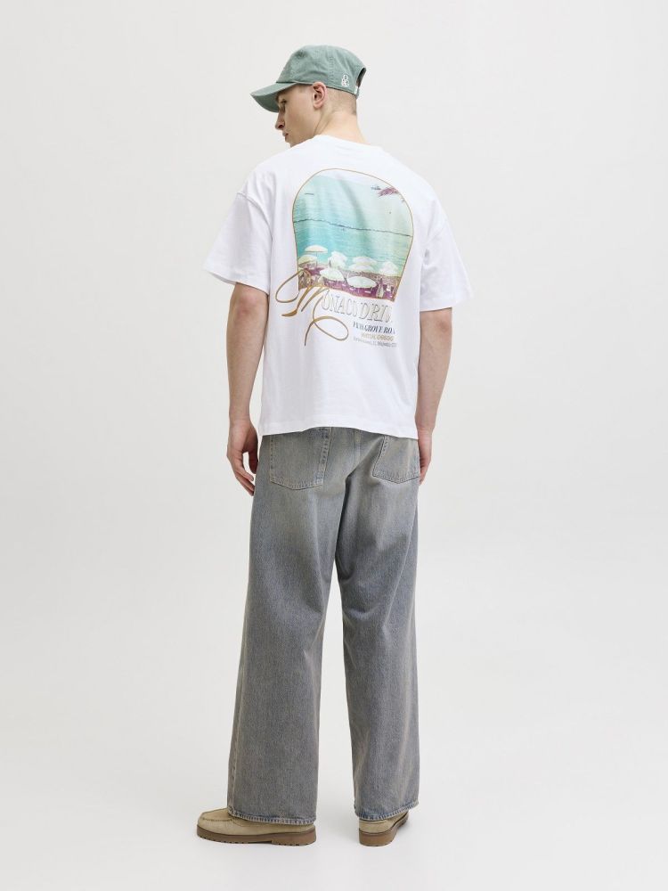 Jack & Jones T-shirt Wit heren (SANREMO BACK TEE SS CREW NECK - 12296724.BWHITE) - GL Sport (Sluis)