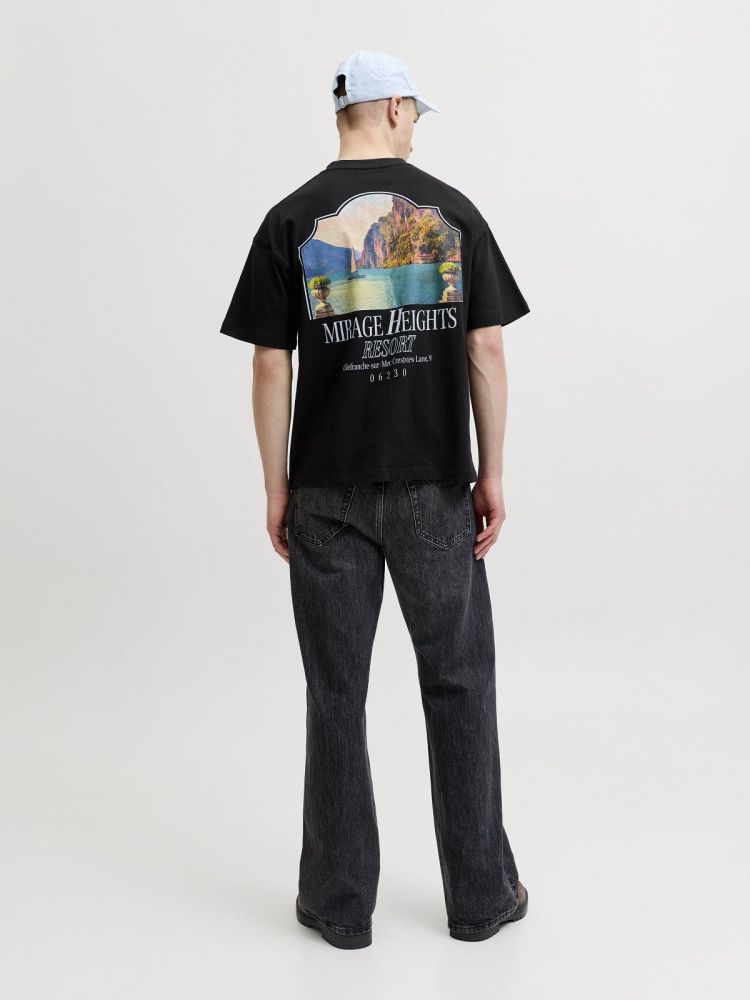 Jack & Jones T-shirt Zwart heren (SANREMO BACK TEE SS CREW NECK - 12296724.BLACK) - GL Sport (Sluis)