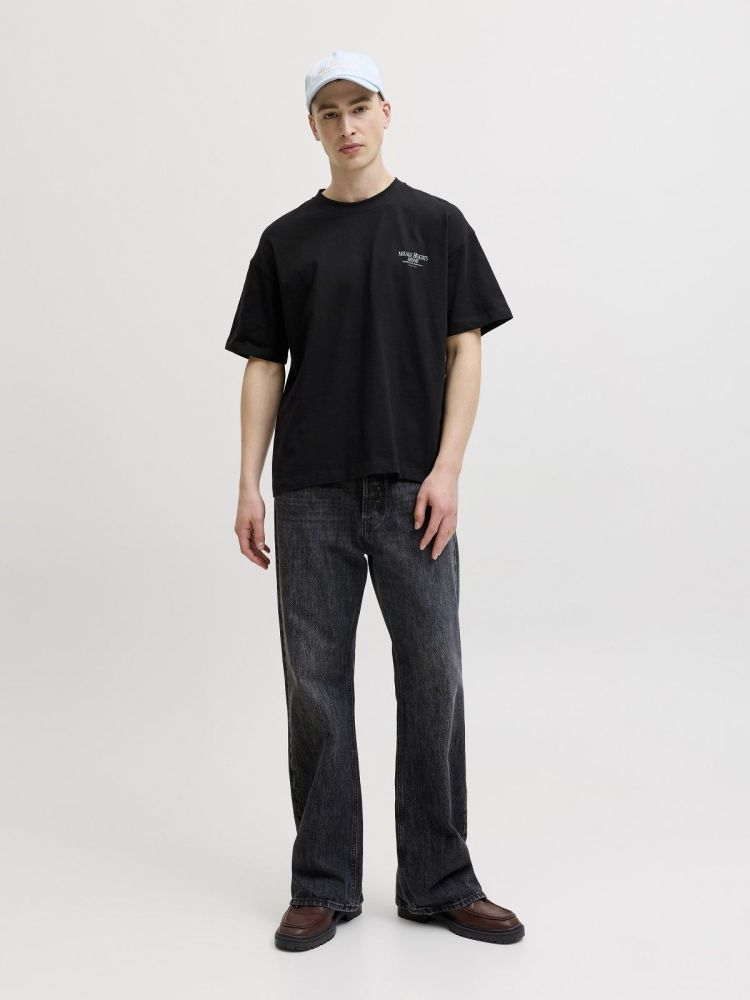 Jack & Jones T-shirt Zwart heren (SANREMO BACK TEE SS CREW NECK - 12296724.BLACK) - GL Sport (Sluis)