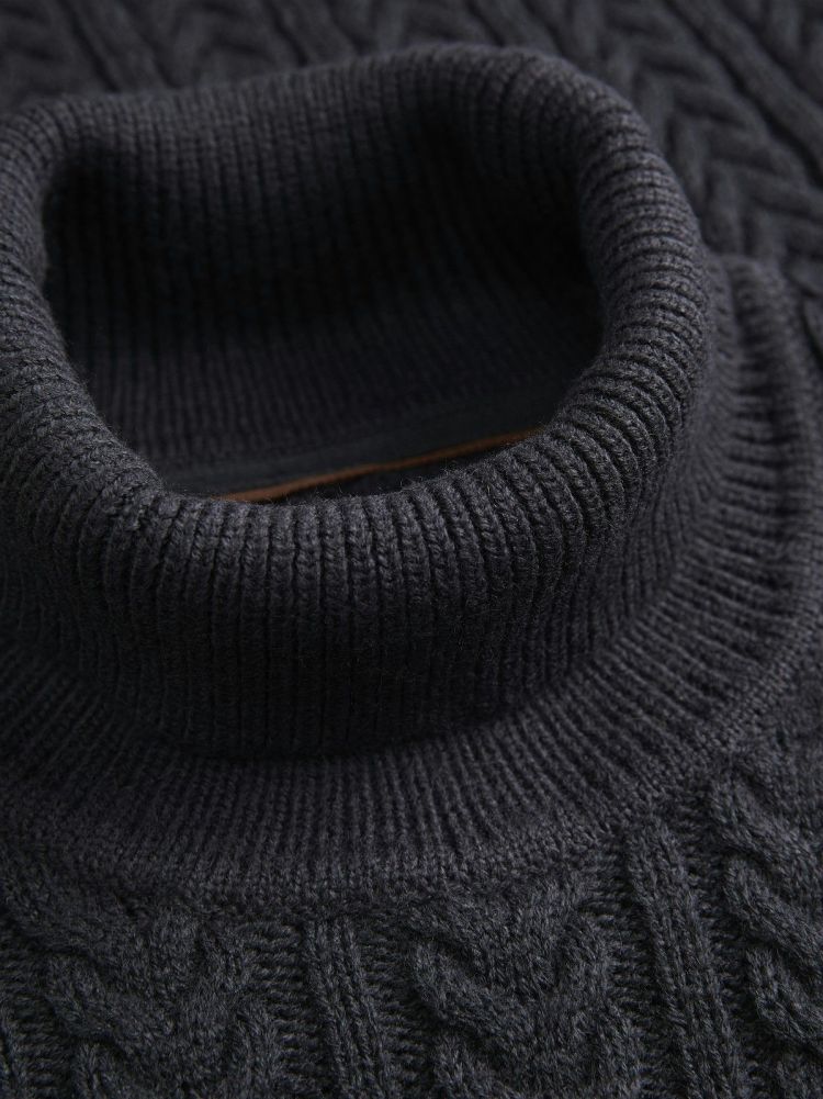 Jack & Jones Pull Blauw heren (SEAN KNIT CABLE ROLL NECK PULLOVER - 12283489.DARKNAVY) - GL Sport (Sluis)