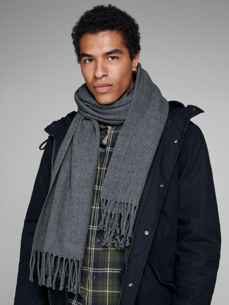 Jack & Jones Sjaal Grijs heren (SOLID WOVEN SCARF - 12140332.GREYMEL) - GL Sport (Sluis)