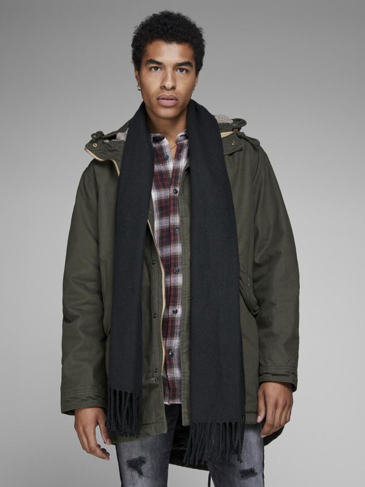 Jack & Jones Sjaal Zwart heren (SOLID WOVEN SCARF - 12140332.BLACK) - GL Sport (Sluis)