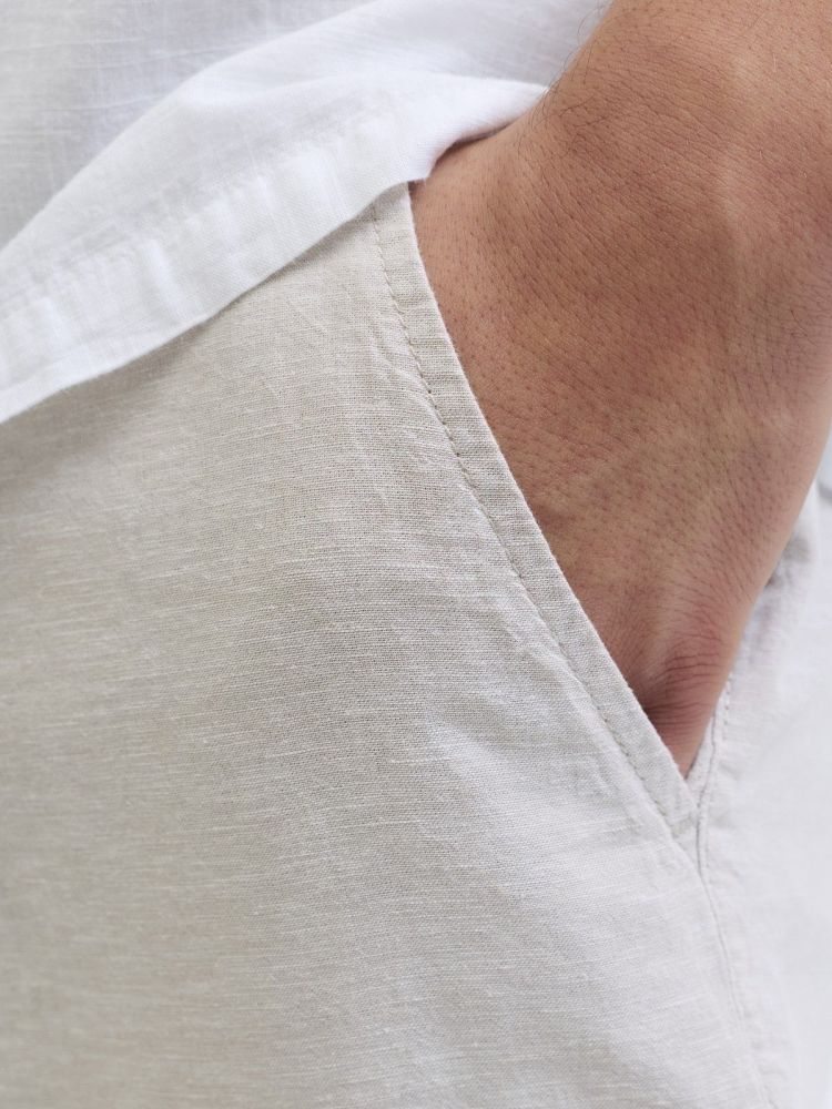 Jack & Jones Korte broek Beige heren (STACE SUMMER LINEN SHORT  - 12248627.CROCKERY) - GL Sport (Sluis)