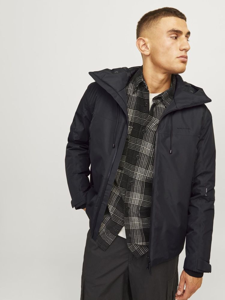 Jack & Jones Jas Zwart heren (SUMMIT PADDED SHELL JACKET - 12262093.BLACK) - GL Sport (Sluis)