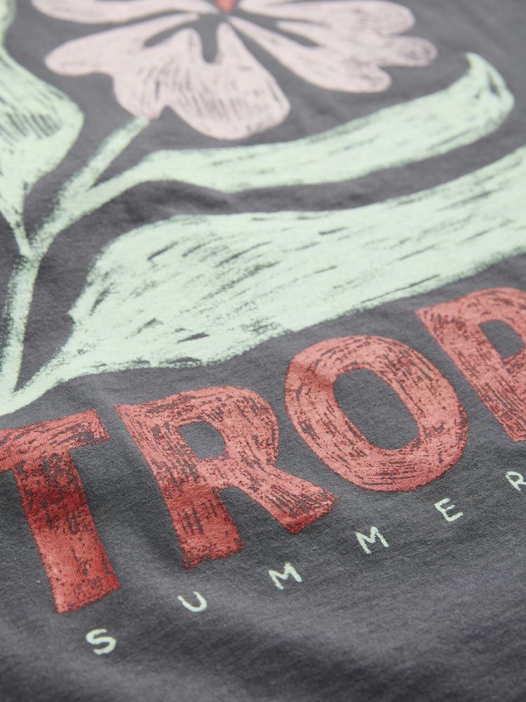 Jack & Jones T-shirt Grijs heren (TROPIC SUMMER TEE - 12291131.DARKSHADOW) - GL Sport (Sluis)