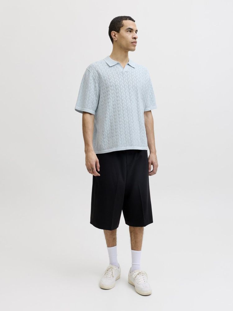 Jack & Jones Polo Blauw heren (TYLER KNIT SS SPLIT NECK POLO - 12295227.CASHMEREBLUE) - GL Sport (Sluis)