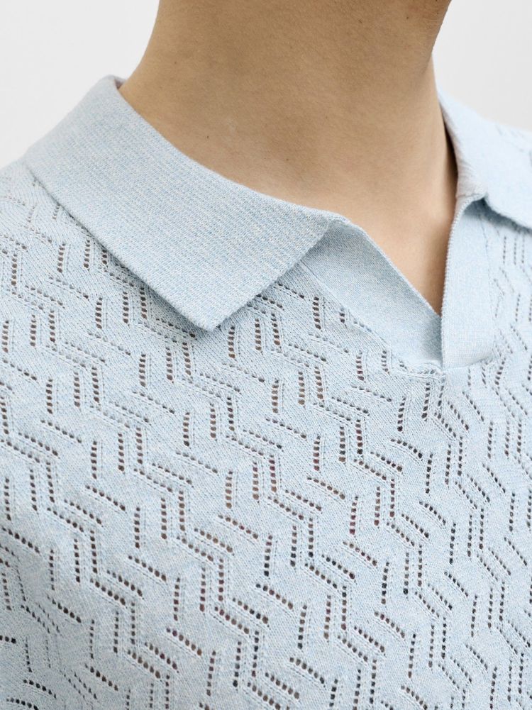 Jack & Jones Polo Blauw heren (TYLER KNIT SS SPLIT NECK POLO - 12295227.CASHMEREBLUE) - GL Sport (Sluis)