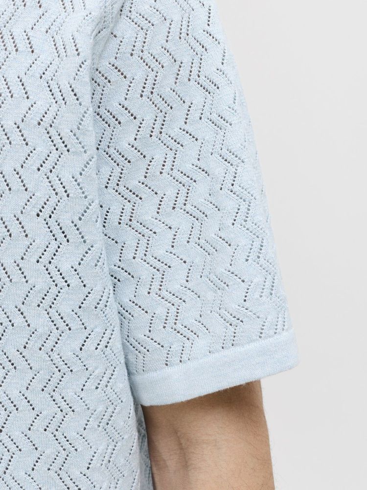 Jack & Jones Polo Blauw heren (TYLER KNIT SS SPLIT NECK POLO - 12295227.CASHMEREBLUE) - GL Sport (Sluis)