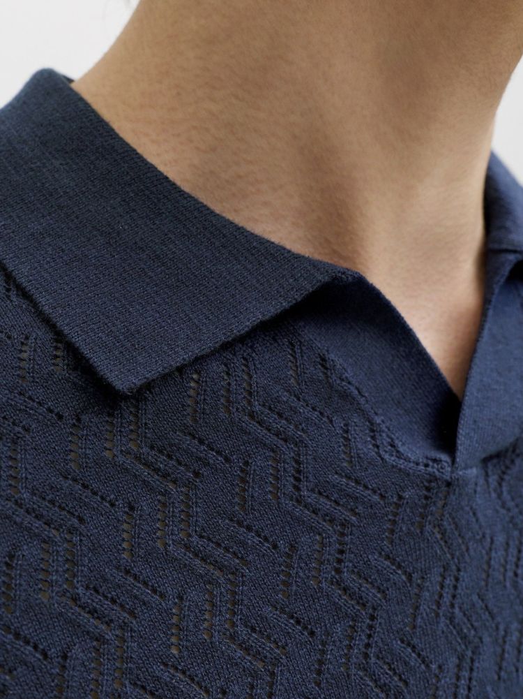 Jack & Jones Polo Blauw heren (TYLER KNIT SS SPLIT NECK POLO - 12295227.SKYCAPTAIN) - GL Sport (Sluis)