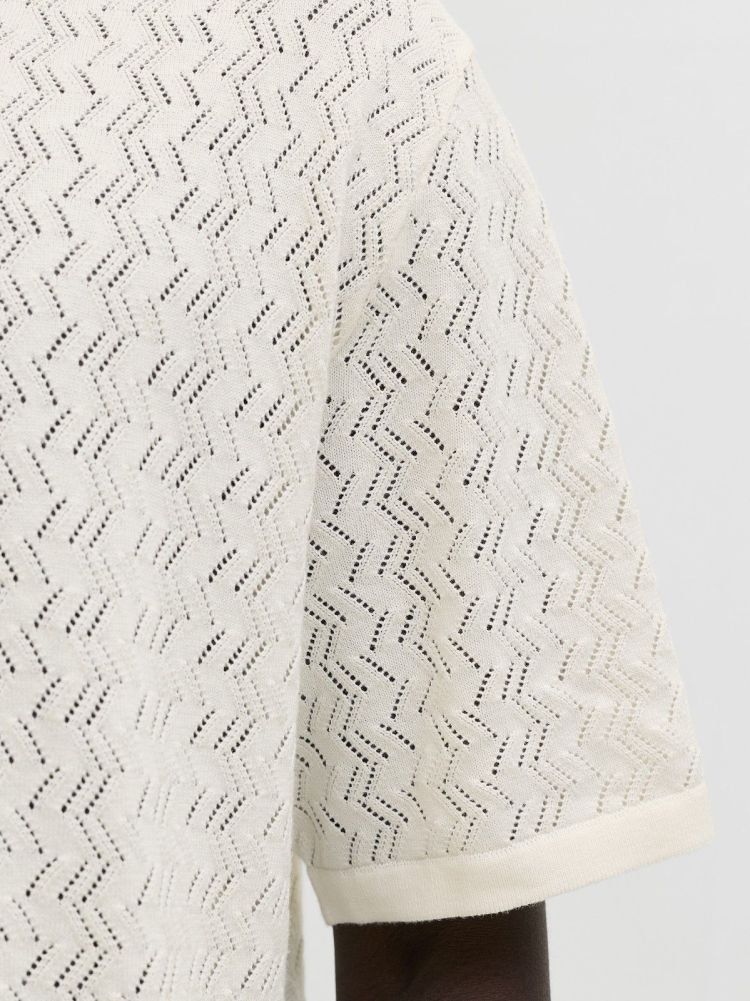 Jack & Jones Polo Off-white heren (TYLER KNIT SS SPLIT NECK POLO - 12295227.SEASALT) - GL Sport (Sluis)