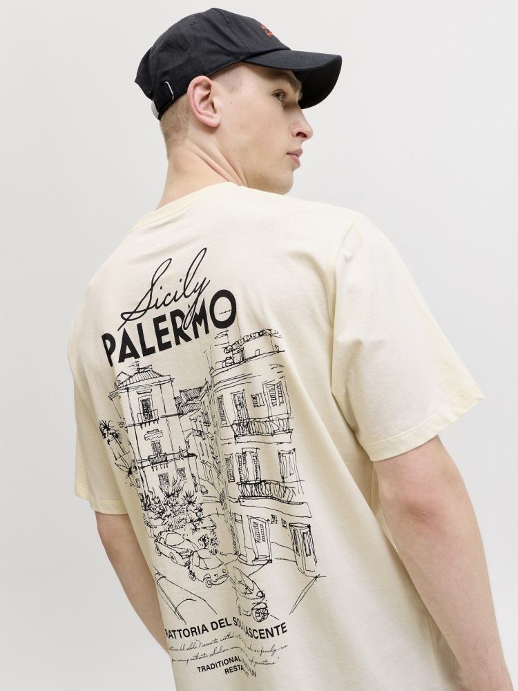 Jack & Jones T-shirt Off-white heren (VACATION TEE SS CREW NECK - 12295446.ANIQUEWHITE) - GL Sport (Sluis)