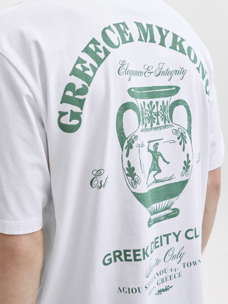 Jack & Jones T-shirt Wit heren (VACATION TEE SS CREW NECK - 12295446.BWHITE/GREECE) - GL Sport (Sluis)