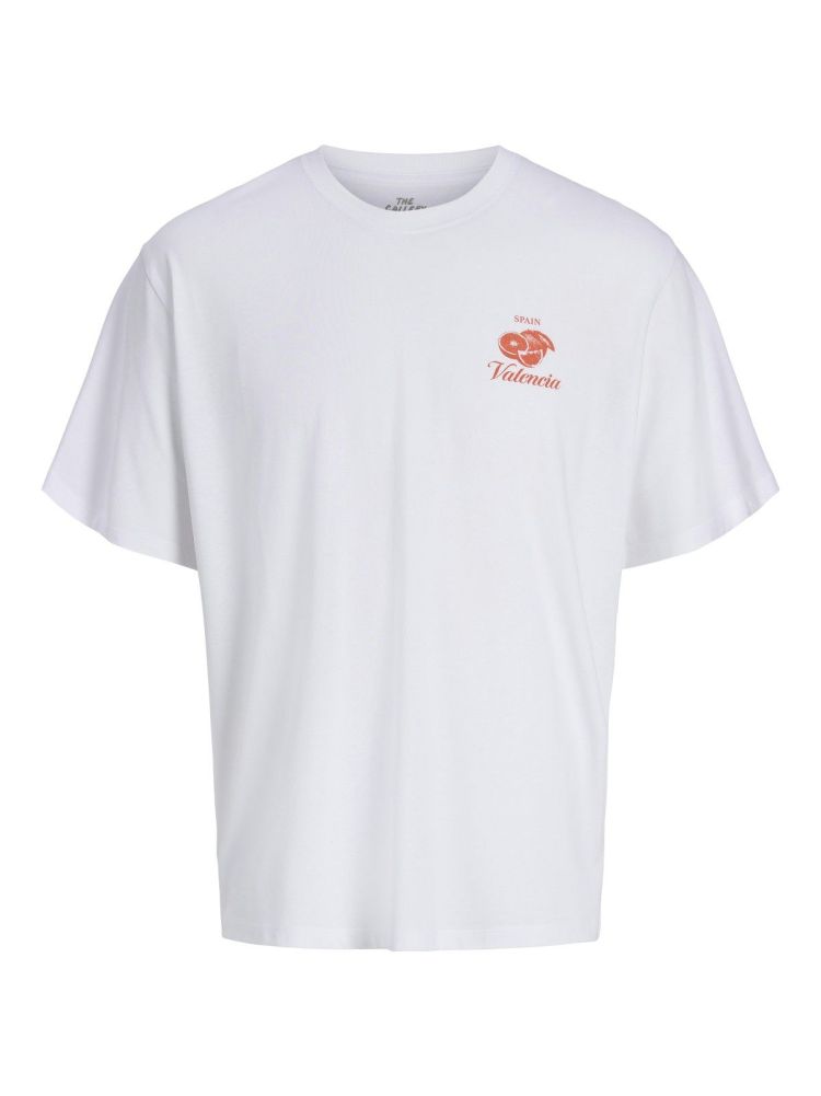 Jack & Jones T-shirt Wit heren (VACATION TEE SS CREW NECK - 12295446.BWHITE/VALENCIA) - GL Sport (Sluis)