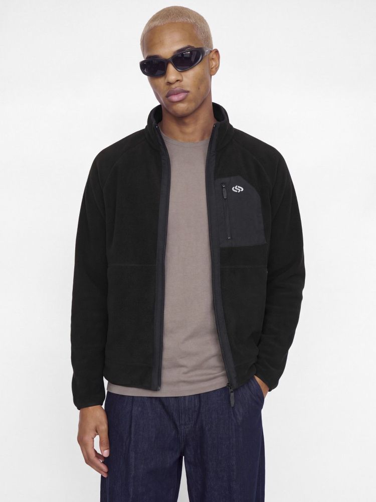 Jack & Jones Vest Zwart heren (VERBIER FLEECE FULL ZIP - 12299983.BLACK) - GL Sport (Sluis)