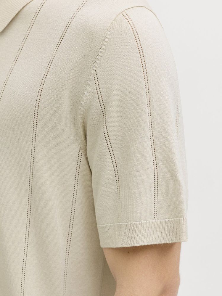 Jack & Jones Polo Beige heren (WILLIAM STRUCTURE KNIT SS POLO - 12291042.ANCIENTSCROLL) - GL Sport (Sluis)