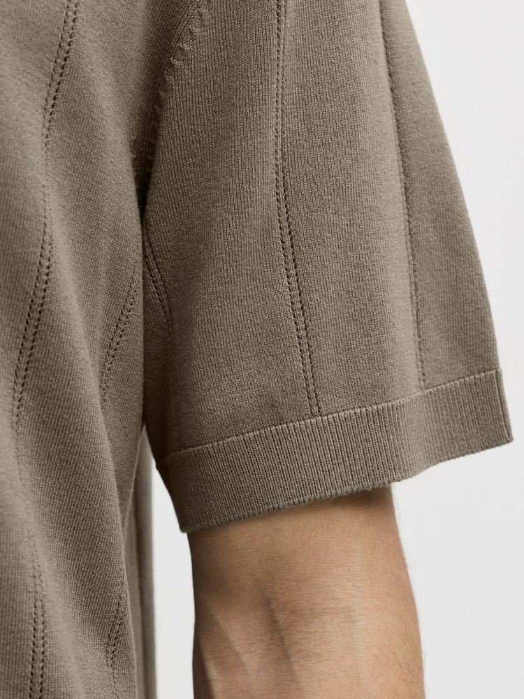 Jack & Jones Polo Taupe heren (WILLIAM STRUCTURE KNIT SS POLO - 12291042.MOREL) - GL Sport (Sluis)