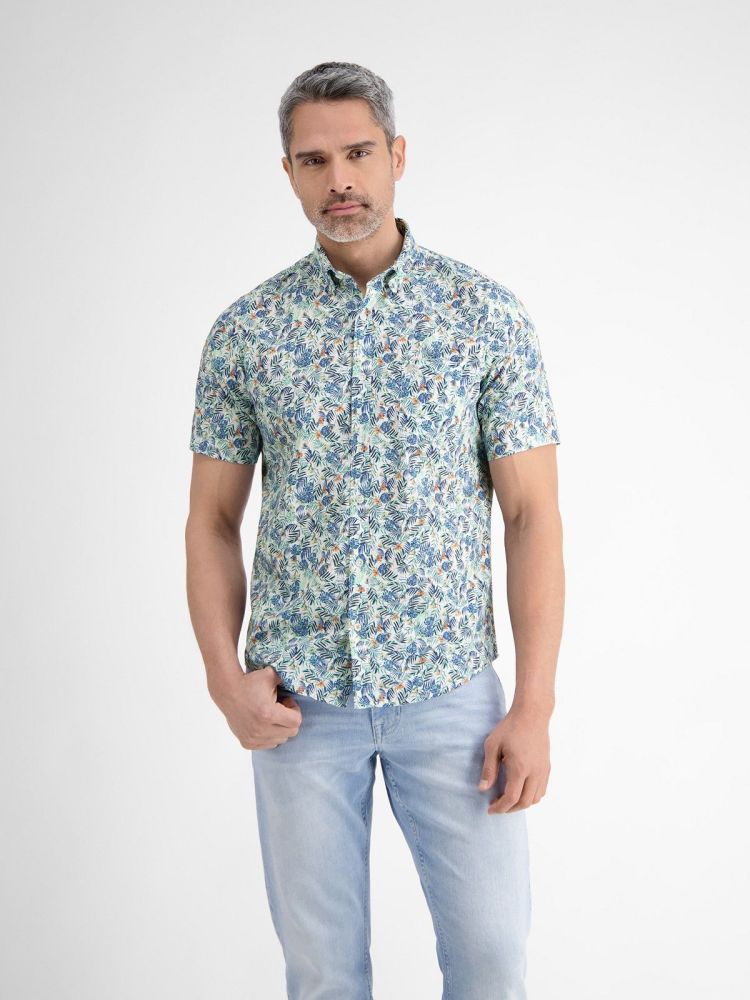 Lerros Overhemd Wit heren (BD TROPICAL LEAF AOP SHIRT - 2562132.100) - GL Sport (Sluis)