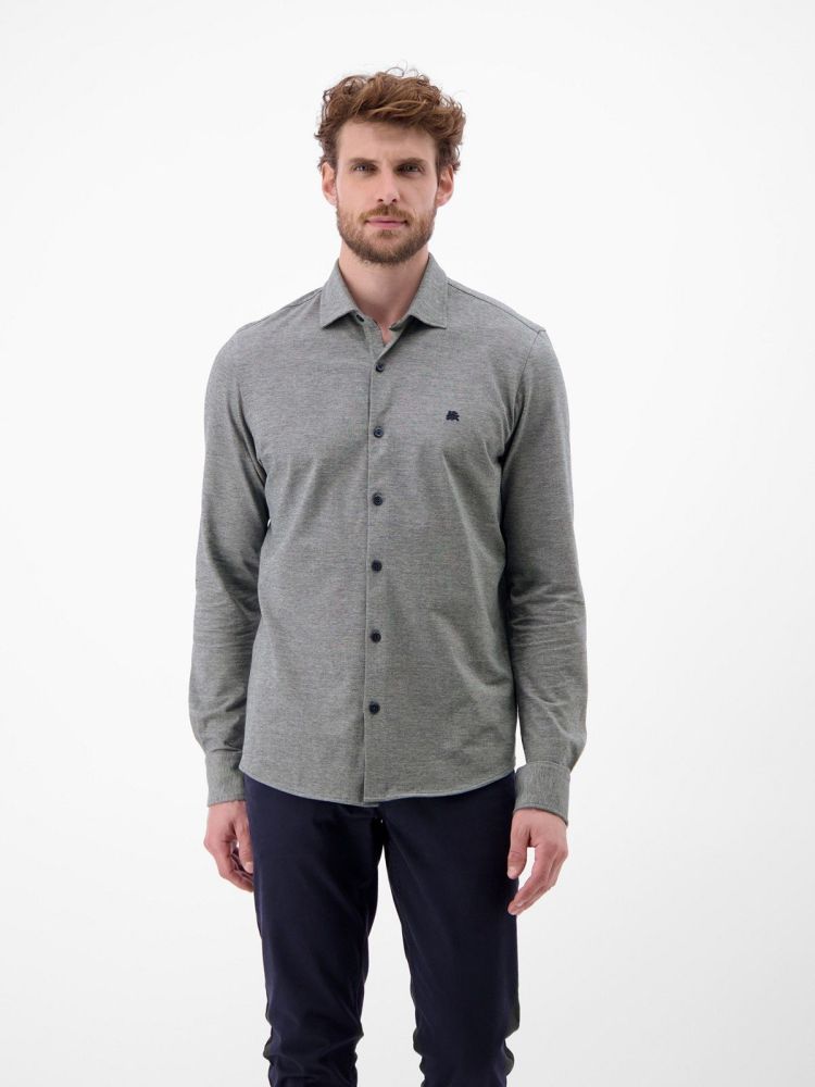 Lerros Overhemd Blauw heren (JERSEY TWO TONE  - 2591369.485) - GL Sport (Sluis)