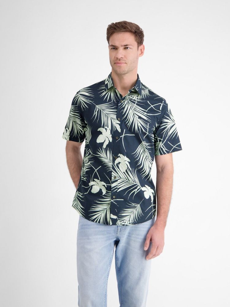 Lerros Overhemd Blauw heren (KENT AOP BIG 2-TONE SHIRT - 2562043.485) - GL Sport (Sluis)