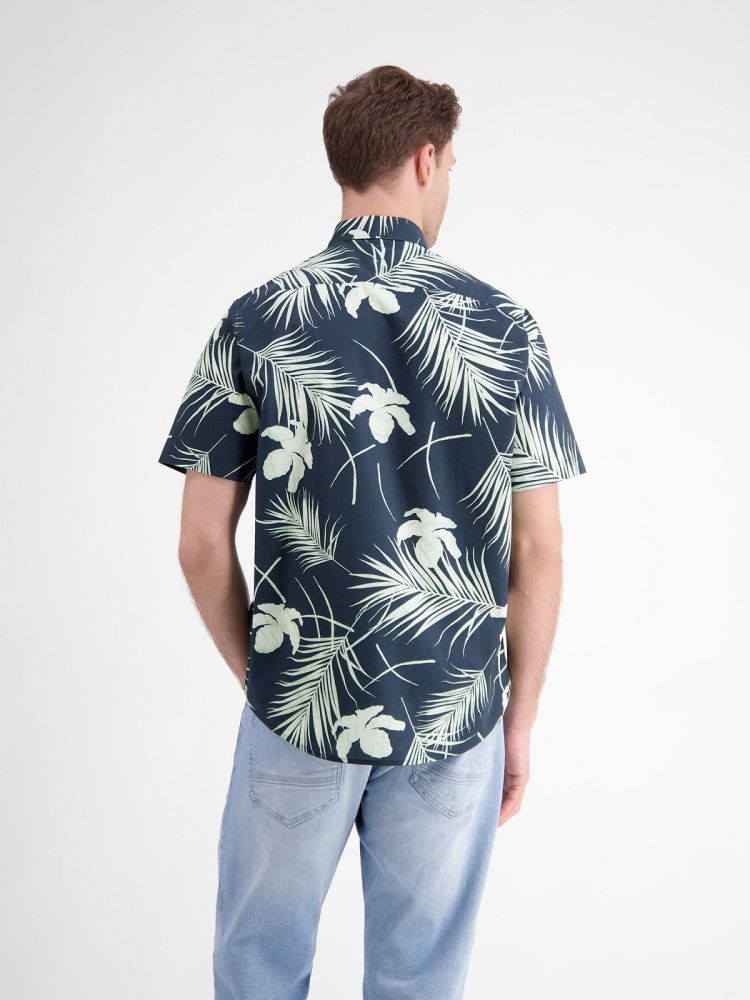 Lerros Overhemd Blauw heren (KENT AOP BIG 2-TONE SHIRT - 2562043.485) - GL Sport (Sluis)