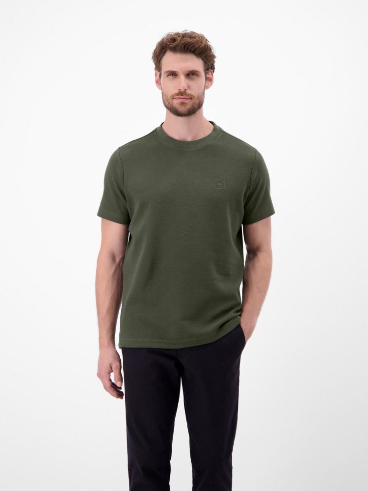 Lerros T-shirt Olijfgroen heren (T-SHIRT O-NECK STRUCTURE JERSEY - 2583030.661) - GL Sport (Sluis)