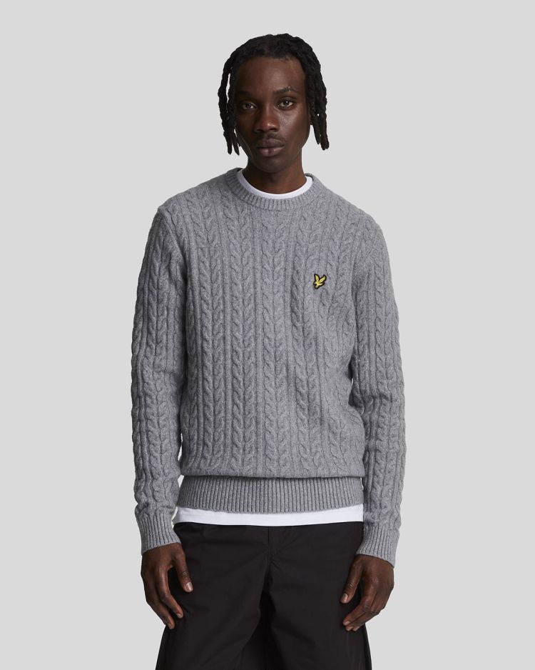 Lyle & Scott Pull Grijs heren (CABLE CREW NECK JUMPER - KN2115V.T28) - GL Sport (Sluis)