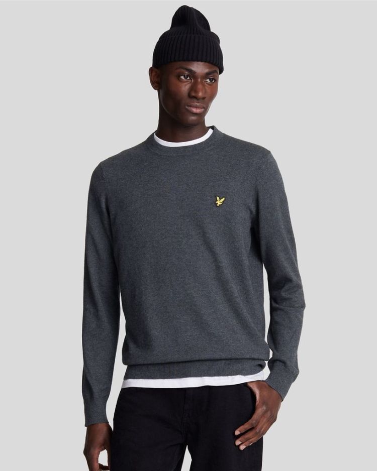Lyle & Scott Pull Antraciet heren (COTTON MERINO CREW NECK JUMPER - KN2110VC. X398) - GL Sport (Sluis)