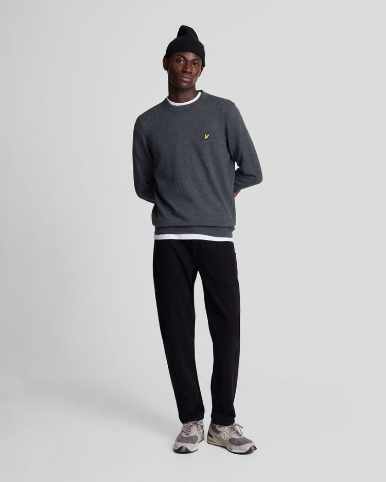 Lyle & Scott Pull Antraciet heren (COTTON MERINO CREW NECK JUMPER - KN2110VC. X398) - GL Sport (Sluis)