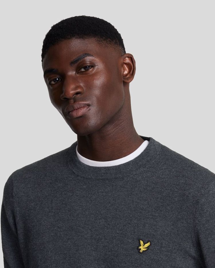 Lyle & Scott Pull Antraciet heren (COTTON MERINO CREW NECK JUMPER - KN2110VC. X398) - GL Sport (Sluis)