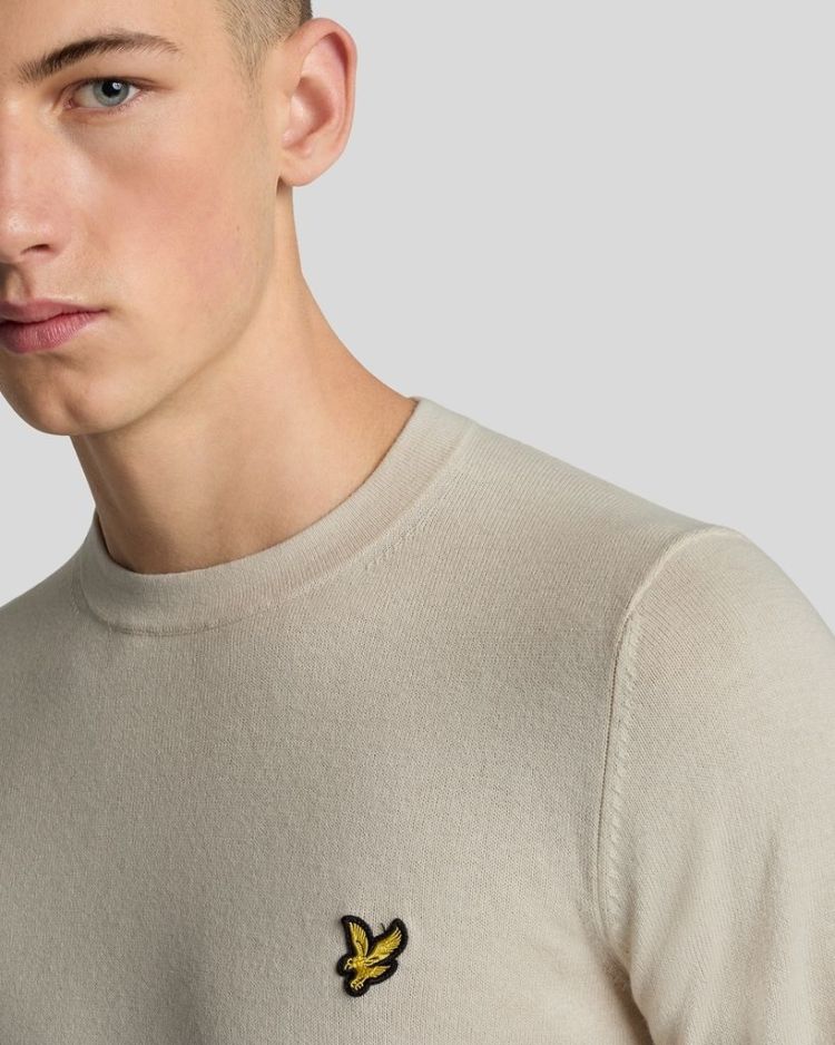 Lyle & Scott Pull Beige heren (COTTON MERINO CREW NECK JUMPER - KN2110VC.W870) - GL Sport (Sluis)
