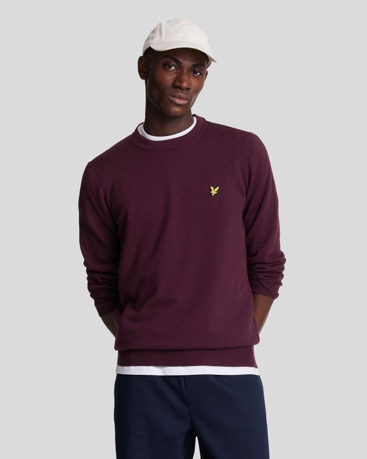 Lyle & Scott Pull Bordeaux heren (COTTON MERINO CREW NECK JUMPER - KN2110V.Z562) - GL Sport (Sluis)