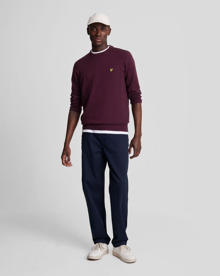 Lyle & Scott Pull Bordeaux heren (COTTON MERINO CREW NECK JUMPER - KN2110V.Z562) - GL Sport (Sluis)