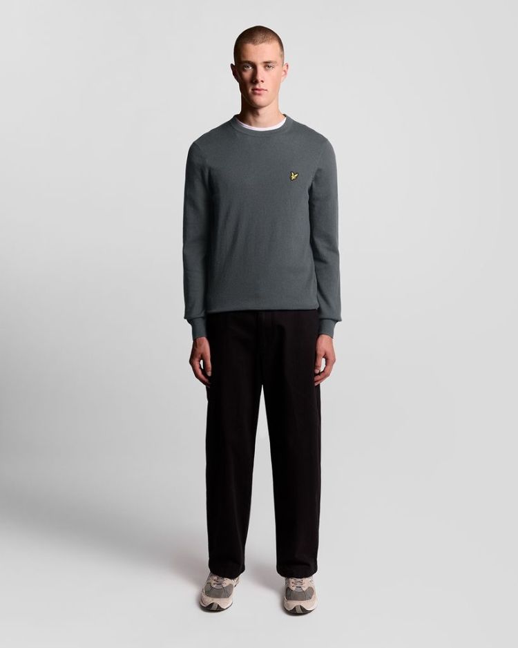 Lyle & Scott Pull Grijs heren (COTTON MERINO CREW NECK JUMPER - KN2110VC.X878) - GL Sport (Sluis)