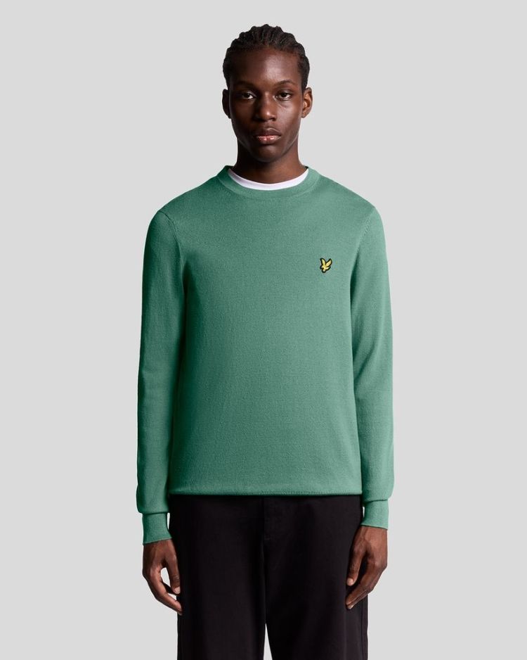 Lyle & Scott Pull Groen heren (COTTON MERINO CREW NECK JUMPER - KN2110VC.X870) - GL Sport (Sluis)