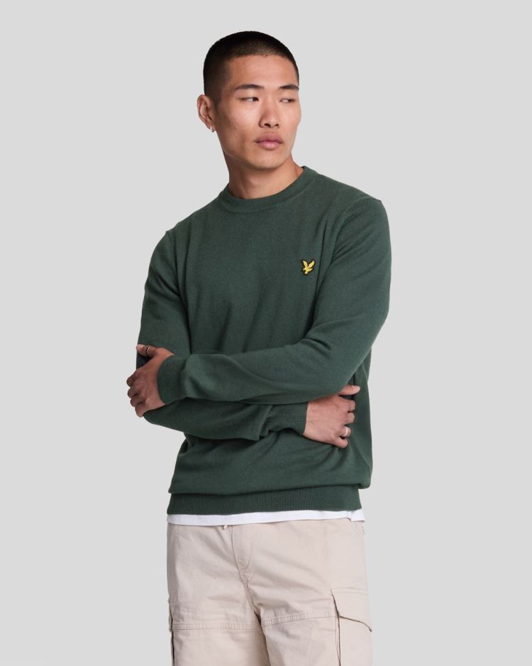 Lyle & Scott Pull Groen heren (COTTON MERINO CREW NECK JUMPER - KN2110V.X311) - GL Sport (Sluis)