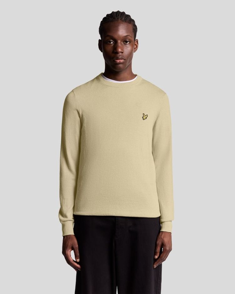 Lyle & Scott Pull Taupe heren (COTTON MERINO CREW NECK JUMPER - KN2110VC.X865) - GL Sport (Sluis)