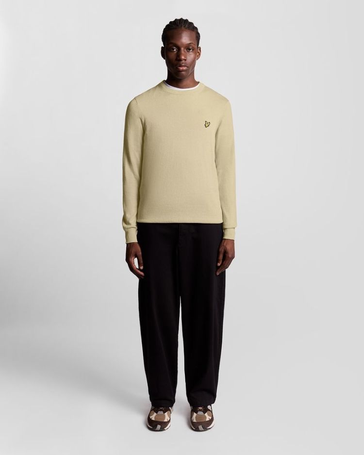 Lyle & Scott Pull Taupe heren (COTTON MERINO CREW NECK JUMPER - KN2110VC.X865) - GL Sport (Sluis)