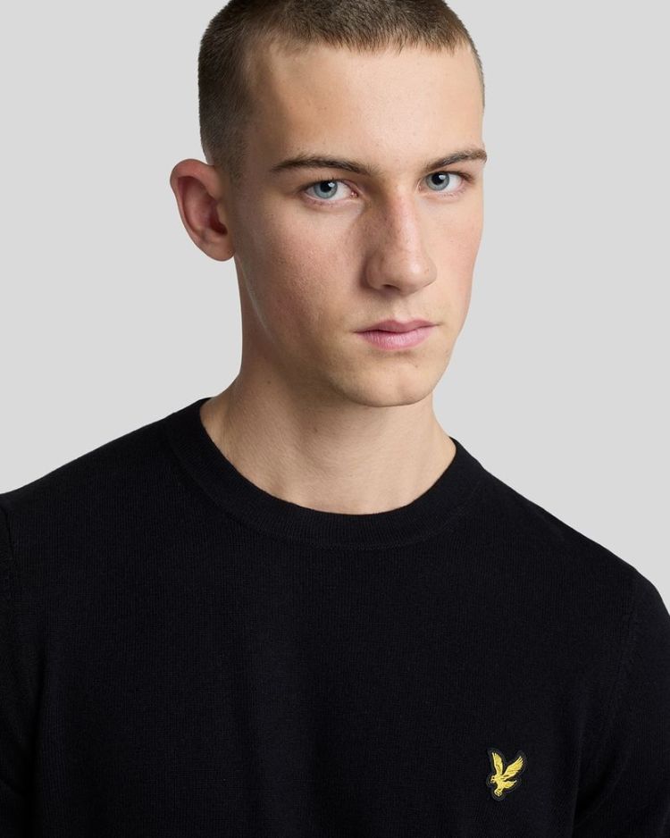 Lyle & Scott Pull Zwart heren (COTTON MERINO CREW NECK JUMPER - KN2110VC.Z865) - GL Sport (Sluis)