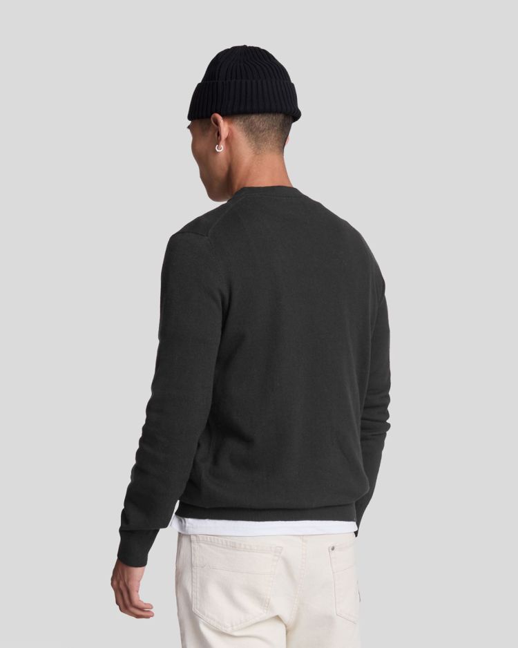 Lyle & Scott Pull Zwart heren (COTTON MERINO CREW NECK JUMPER - KN2110V.Z865) - GL Sport (Sluis)