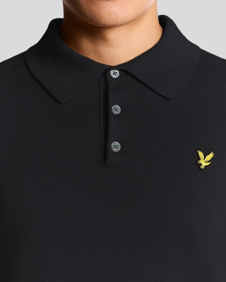 Lyle & Scott Polo Blauw heren (COTTON MERINO LONG SLEEVE KNITTED POLO - KN2113VC.Z271) - GL Sport (Sluis)