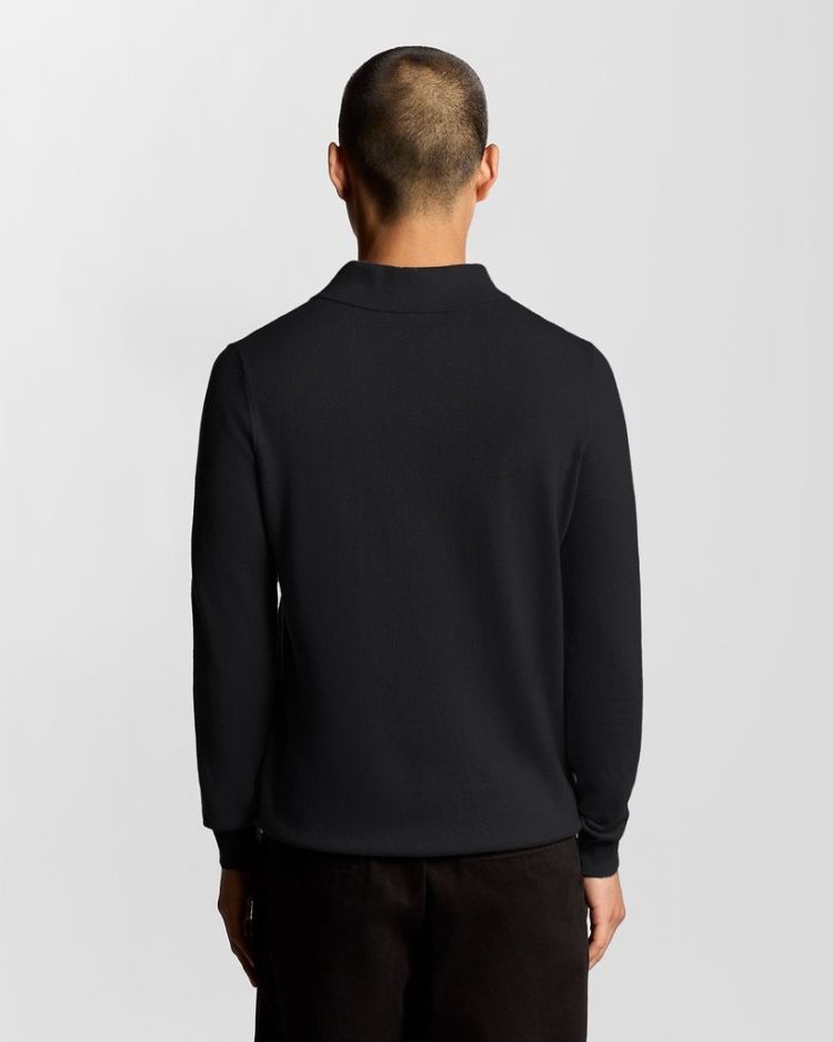 Lyle & Scott Polo Blauw heren (COTTON MERINO LONG SLEEVE KNITTED POLO - KN2113VC.Z271) - GL Sport (Sluis)