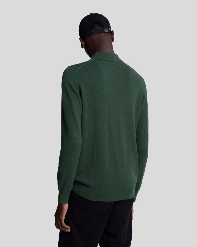 Lyle & Scott Polo Groen heren (COTTON MERINO LONG SLEEVE KNITTED POLO - KN2113V.X311) - GL Sport (Sluis)