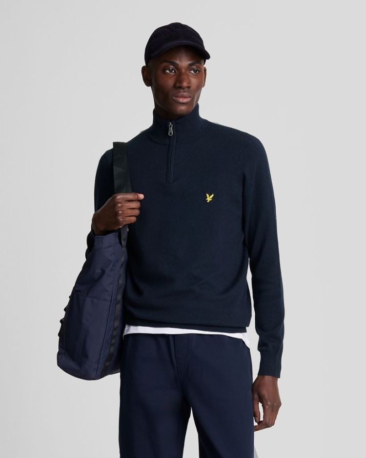 Lyle & Scott Pull Blauw heren (COTTON MERINO QUARTER ZIP JUMPER - KN2112VC.Z271) - GL Sport (Sluis)