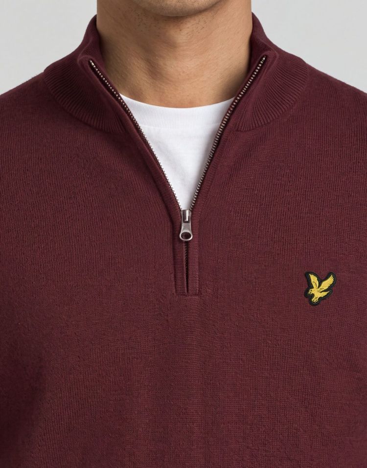 Lyle & Scott Pull Bordeaux heren (COTTON MERINO QUARTER ZIP JUMPER - KN2112VC.Z562) - GL Sport (Sluis)