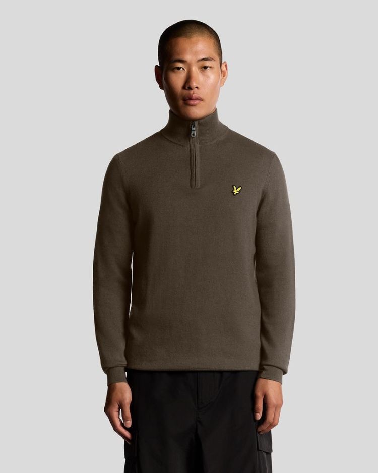 Lyle & Scott Pull Bruin heren (COTTON MERINO QUARTER ZIP JUMPER - KN2112VC.X863) - GL Sport (Sluis)