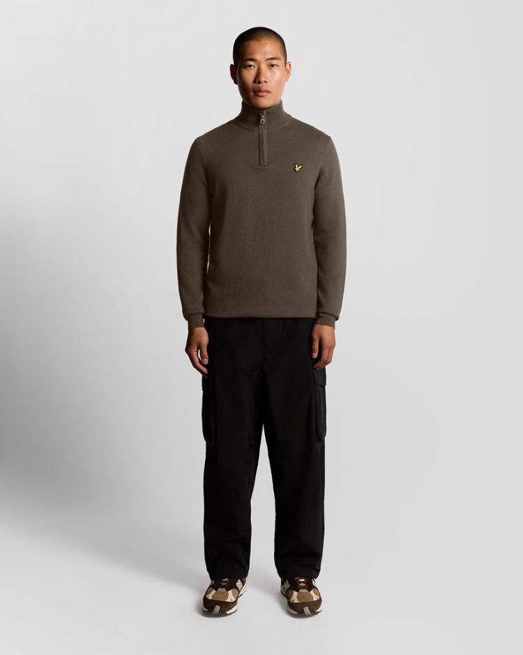 Lyle & Scott Pull Bruin heren (COTTON MERINO QUARTER ZIP JUMPER - KN2112VC.X863) - GL Sport (Sluis)