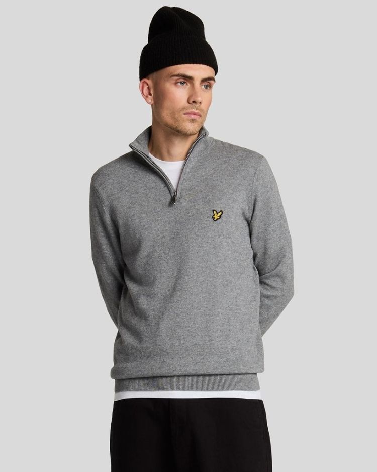 Lyle & Scott Pull Grijs heren (COTTON MERINO QUARTER ZIP JUMPER - KN2112VC.T28) - GL Sport (Sluis)