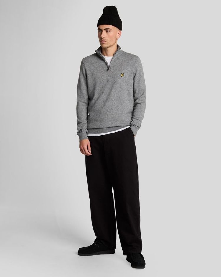 Lyle & Scott Pull Grijs heren (COTTON MERINO QUARTER ZIP JUMPER - KN2112VC.T28) - GL Sport (Sluis)