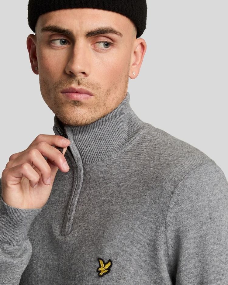 Lyle & Scott Pull Grijs heren (COTTON MERINO QUARTER ZIP JUMPER - KN2112VC.T28) - GL Sport (Sluis)
